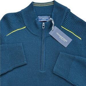 Vineyard Vines Sweater 1/4 Zip‎ 100% Merino Wool Teal Bay Men’s Size Large NWTS